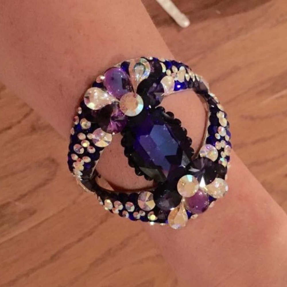 Purple and rhinestone bracelet- custom made